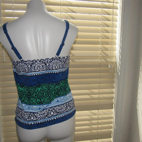 LANDS' END Blue Green Tankini Swim Top Size 10 - Picture 3 of 4